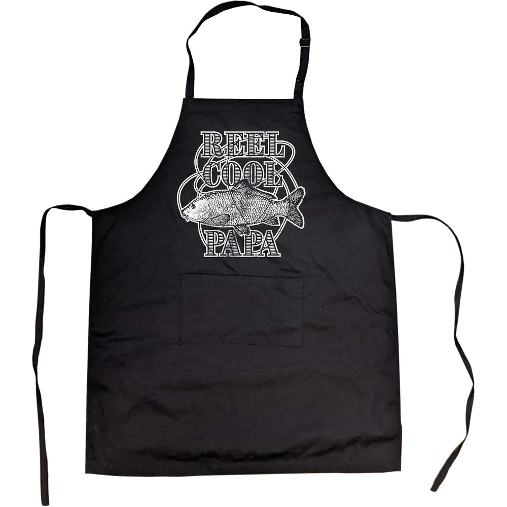 image:imageCrazy Dog TShirts Funny Grilling Apron for Men Reel Cool Papa Fish Design Black Adjustable Apron with Pocket Funny Aprons Dad Joke Grill Apparel Cool Fishing Cover Grandpa Heat Protection
