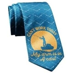 Crazy Dog T-Shirts I Can’t Work Today My Arm is in A Cast Funny Fishing Fathers Day XL T-Shirt and Tie Combo