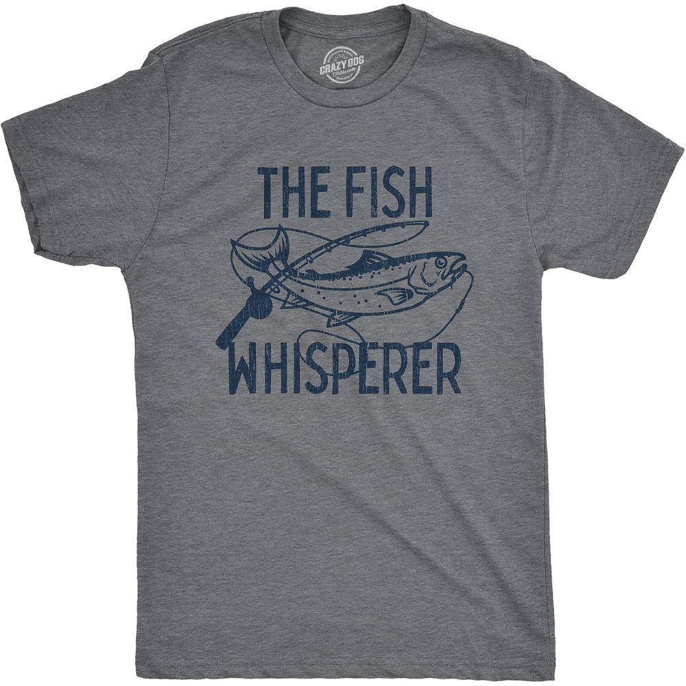 image:imageFunny Fishing Shirt The Fish Whisperer Lake Life Enthusiasts Funny T Shirts Graphic Apparel for Men Cool Fishing Short Sleeve Soft Cotton Blend Novelty Tees for GuysDark Heather Grey