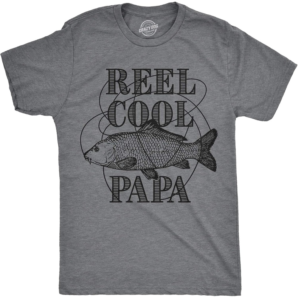 image:imageFunny Fishing Shirts for Dad Cool Fathers Day Fish Tees for PopDark Heather Grey Reel Cool Papa