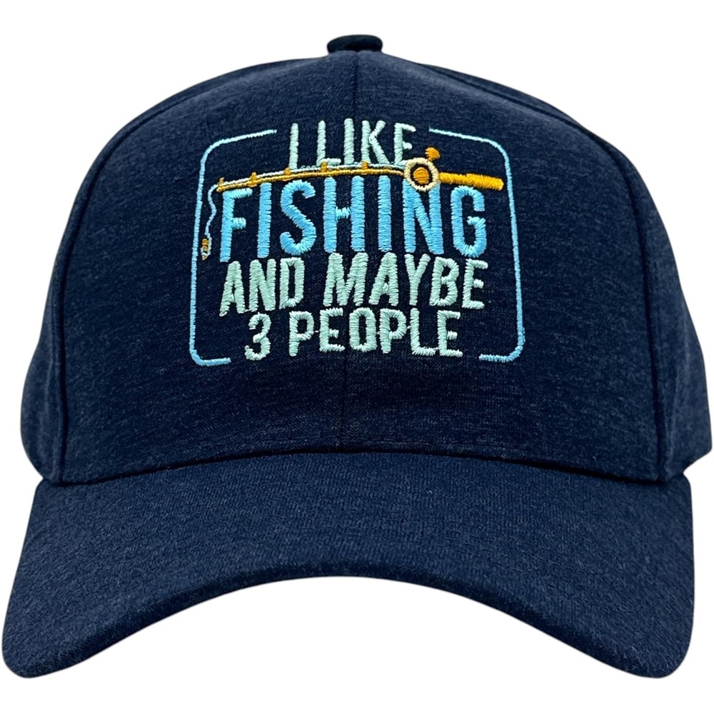 image:imageI Like Fishing and Maybe 3 People Hat Funny Fish Graphic Novelty Cap Funny Hats Graphic Cool Fishing Introvert Novelty Caps for MenNavy Fishing 3 People