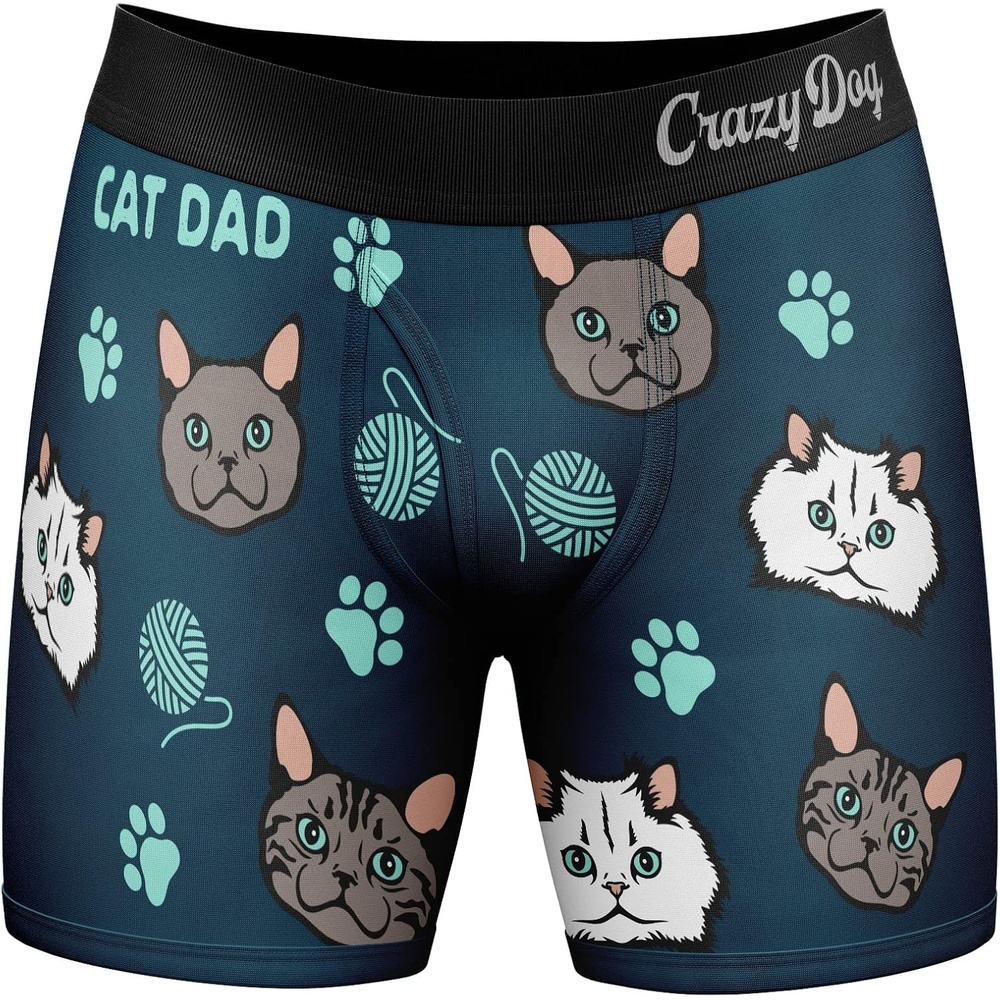 image:imageMens Animal Boxers Funny Cat Dog Fish and More Novelty Underwear Funny Graphic Boxers Animal Cool Sarcastic Soft Stretchy Cotton Blend for Comfort Mens Novelty Boxer BriefsCat Dad