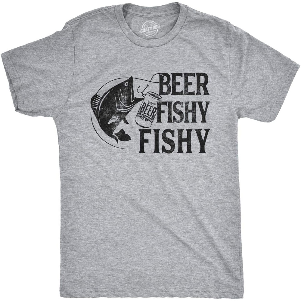 image:imageMens Beer Fishy Fishy T Shirt Funny Fishing Drinking Hilarious Saying NoveltyLight Heather Grey