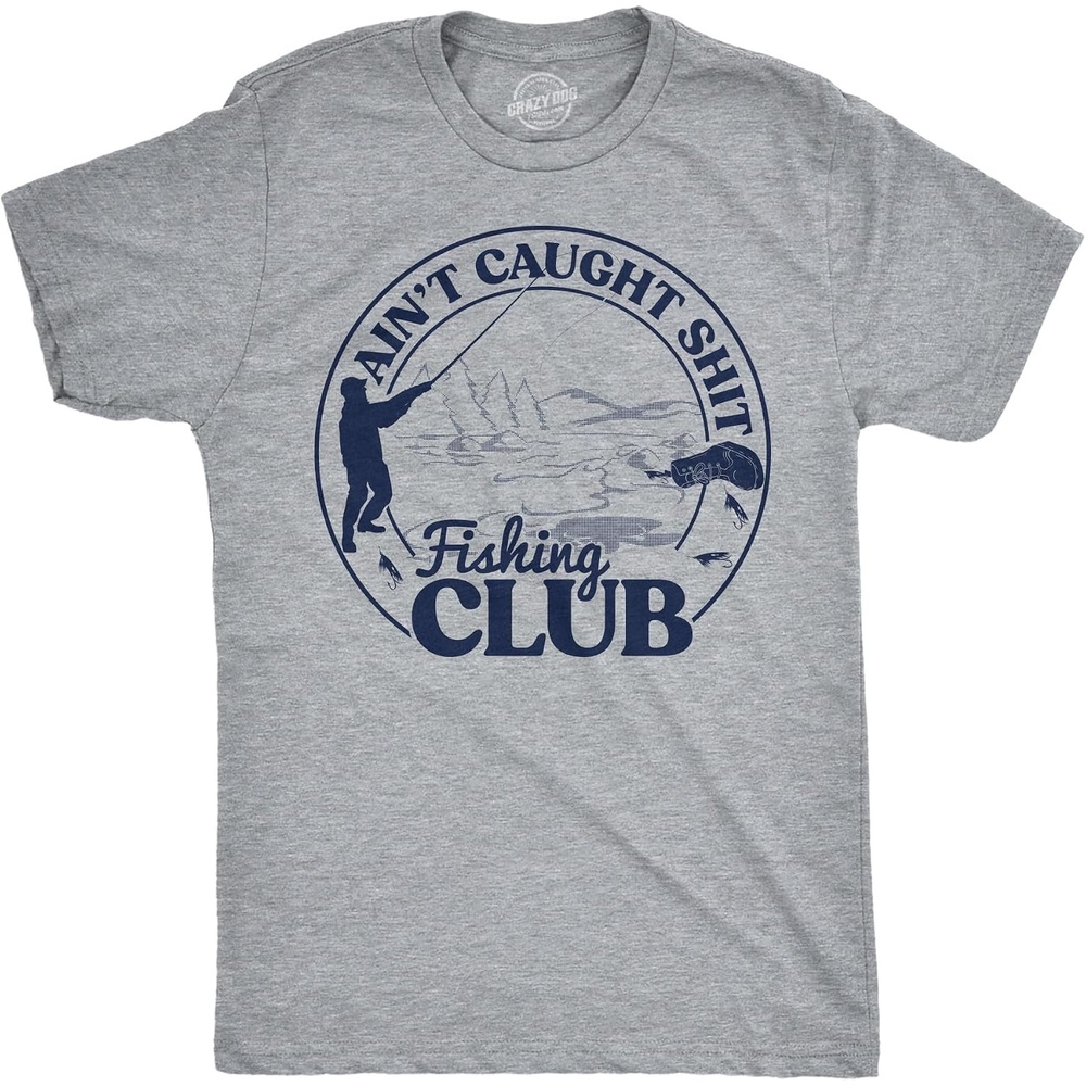image:imageMens Funny T Shirts Aint Caught Shit Fishing Club Fish Graphic Tee for Men Funny T Shirts Graphic Apparel for Men Cool Fishing Short Sleeve Sarcastic Soft Cotton Blend Novelty Tees for Guys