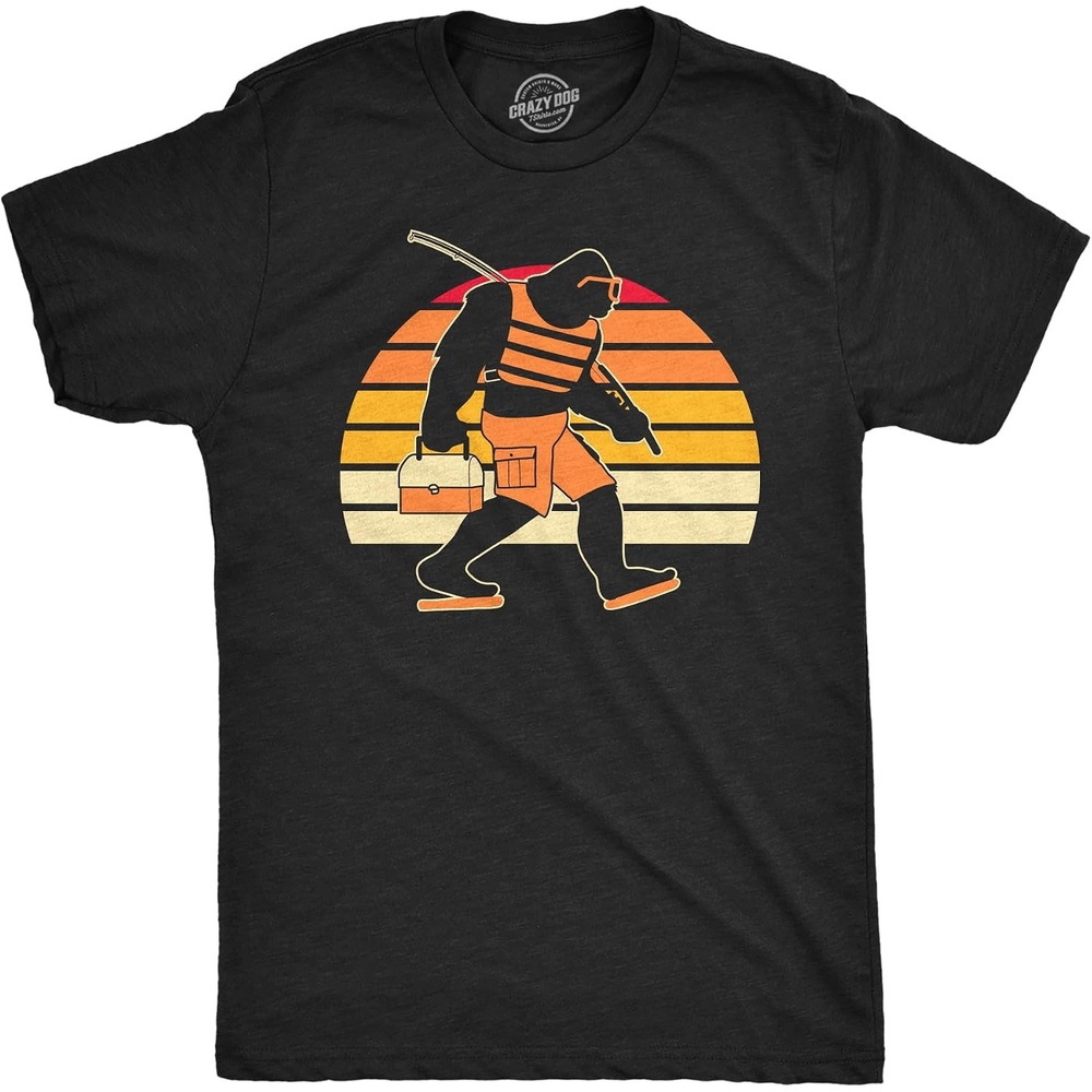 image:imageMens Funny T Shirts Bigfoot Gone Fishing Sasquatch Graphic Tee for Men Funny T Shirts Graphic Apparel for Men Cool Summer Short Sleeve Sarcastic Soft Cotton Blend Novelty Tees for Guys