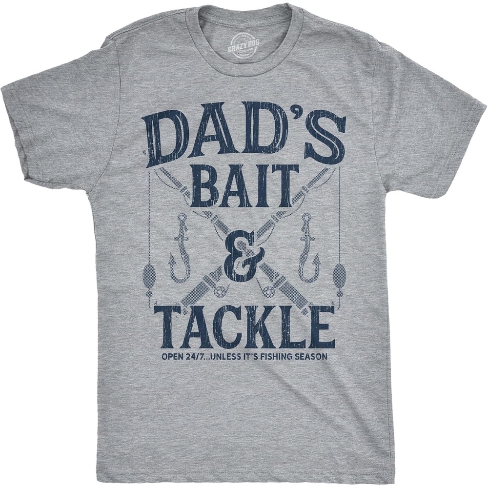 image:imageMens Funny T Shirts Dads Bait and Tackle Sarcastic Fathers Day Graphic Novelty Fishing Tee for MenLight Heather Grey  Dads Bait