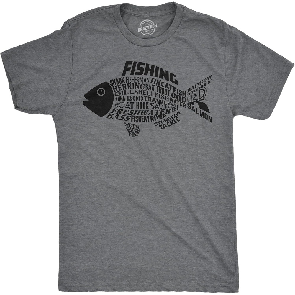 image:imageMens Funny T Shirts Fish Made of Text Fishing Tee for Men  Funny T Shirts Graphic Apparel for Men Cool Fishing Short Sleeve Soft Cotton Blend Novelty Tees for Guys