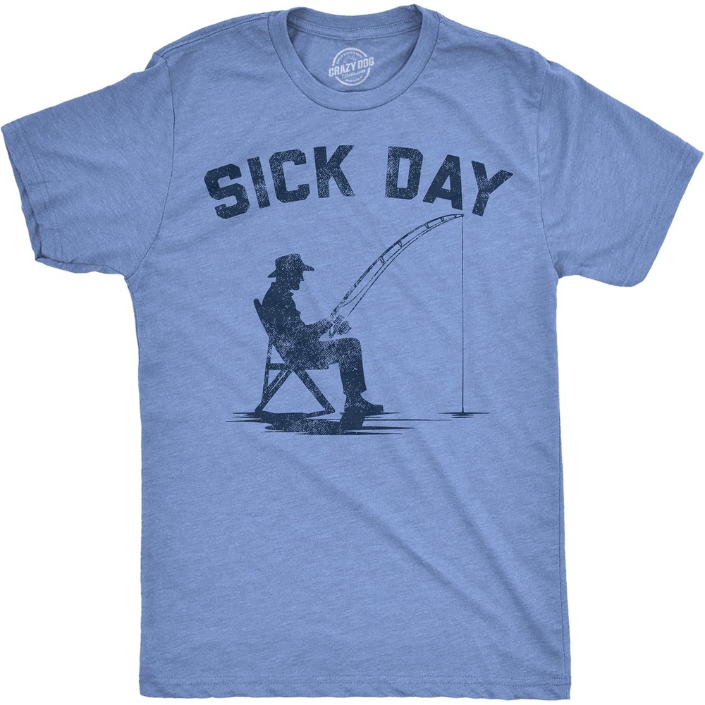 image:imageMens Funny T Shirts Sick Day Fishing Sarcastic Fish Joke Tee for Men Funny T Shirts Graphic Apparel for Men Cool Fishing Short Sleeve Office Soft Cotton Blend Novelty Tees for Guys