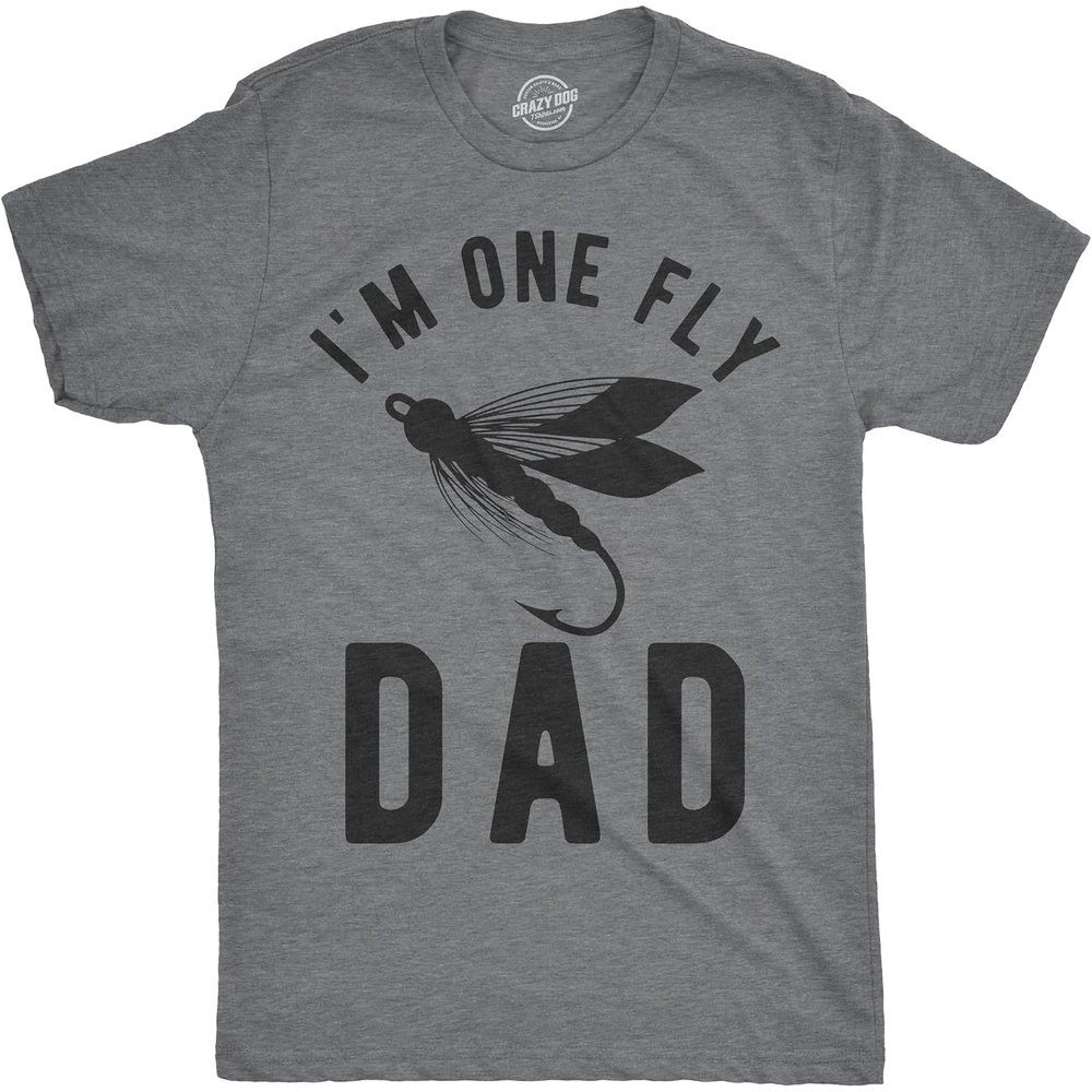 image:imageMens Reel Cool Grandpa T Shirt Funny Fathers Day Fishing Gift Funny T Shirts Dad Joke Apparel for Men Cool Fishing Short Sleeve Grandpa Soft Cotton Blend Novelty Tees for GuysDark Heather Grey One Fly Dad