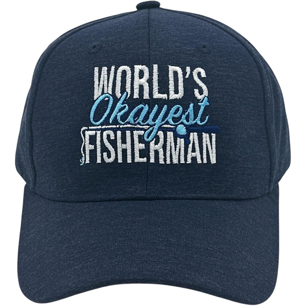 image:imageWorlds Okayest Fisherman Hat Funny Sarcastic Fishing Novelty Cap Funny Hats Graphic Cool Fishing Sarcastic Novelty Caps for MenNavy Worlds Okayest Fisherman