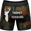 Funny Fishing and Hunting Boxers for Men Sarcastic Briefs for Guys | Deer and Fishing Joke Underwear, Funny Graphic Boxers, Dad Joke , Cool Hunting, Sarcastic, Soft Stretchy Cotton Blend for(Trophy Husband)