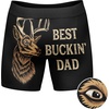 Funny Fishing and Hunting Boxers for Men Sarcastic Briefs for Guys | Deer and Fishing Joke Underwear, Funny Graphic Boxers, Dad Joke , Cool Hunting, Sarcastic, Soft Stretchy Cotton Blend for(Bucking Dad)