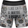 Mens Animal Boxers Funny Cat Dog Fish and More Novelty Underwear | Funny Graphic Boxers, Animal , Cool Sarcastic, Soft Stretchy Cotton Blend for Comfort, Mens Novelty Boxer Briefs(Cats 3 People)