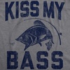 Mens Kiss My Bass T Shirt Funny Fishing Humor Kiss My Ass Graphic Tee(Dark Heather Grey)