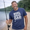 Mens Reel Cool Grandpa T Shirt Funny Fathers Day Fishing Gift | Funny T Shirts, Dad Joke Apparel for Men, Cool Fishing Short Sleeve, Grandpa, Soft Cotton Blend, Novelty Tees for Guys(Heather Navy – Reel Great Dad)