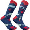 Men’s Fishing Makes Me Less Murdery Socks Funny Fish Angler Footwear | Funny Graphic Socks, Graphic Sock, Cool Fishing Sock, Stretchy and Soft, Novelty Socks
