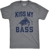Mens Kiss My Bass T Shirt Funny Fishing Humor Kiss My Ass Graphic Tee(Dark Heather Grey)
