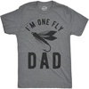 Mens Reel Cool Grandpa T Shirt Funny Fathers Day Fishing Gift | Funny T Shirts, Dad Joke Apparel for Men, Cool Fishing Short Sleeve, Grandpa, Soft Cotton Blend, Novelty Tees for Guys(Dark Heather Grey – One Fly Dad)