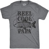 Mens Reel Cool Grandpa T Shirt Funny Fathers Day Fishing Gift | Funny T Shirts, Dad Joke Apparel for Men, Cool Fishing Short Sleeve, Grandpa, Soft Cotton Blend, Novelty Tees for Guys(Dark Heather Grey – Reel Cool Papa)