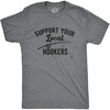 Mens Support Your Local Hookers T Shirt Funny Fishing Hook Joke Tee | Funny T Shirts, Graphic Apparel for Men, Cool Fishing Short Sleeve, Soft Cotton Blend, Novelty Tees for Guys(Dark Heather Grey – Hookers)