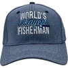 Worlds Okayest Fisherman Hat Funny Sarcastic Fishing Novelty Cap | Funny Hats, Graphic , Cool Fishing, Sarcastic, Novelty Caps for Men(Blue – Worlds Okayest Fisherman)