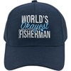Worlds Okayest Fisherman Hat Funny Sarcastic Fishing Novelty Cap | Funny Hats, Graphic , Cool Fishing, Sarcastic, Novelty Caps for Men(Navy – Worlds Okayest Fisherman)
