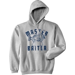 Fishing Hoodies Funny and Sarcastic Unisex Hooded Sweatshirts for Fishermen | Funny Sweater, Fishing Hoodie, Cool Pullover, Warm and Soft, Novelty Sweatshirt(Heather Grey – Master Baiter)