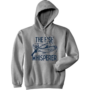 Fishing Hoodies Funny and Sarcastic Unisex Hooded Sweatshirts for Fishermen | Funny Sweater, Fishing Hoodie, Cool Pullover, Warm and Soft, Novelty Sweatshirt(Heather Grey – Fish Whisperer)