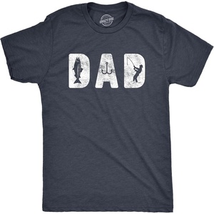 Funny Fishing Shirts for Dad Cool Father’s Day Fish Tees for Pop(Heather Navy – Dad Fishing)
