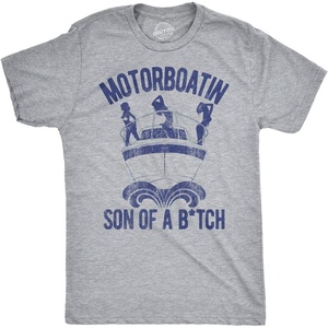 Funny Motorboatin Shirt for Men, Nautical Boat Graphic Tee | Soft cotton blend, nautical boat graphic, casual lake and marina wear, Funny T Shirts, Graphic Apparel for Men, Cool Movie(Light Heather Grey)