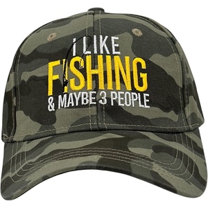 I Like Fishing and Maybe 3 People Hat Funny Fish Graphic Novelty Cap | Funny Hats, Graphic , Cool Fishing, Introvert, Novelty Caps for Men(Camo – Fishing 3 People)