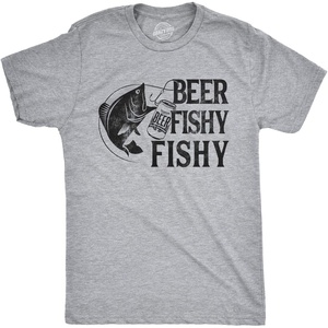 Mens Beer Fishy Fishy T Shirt Funny Fishing Drinking Hilarious Saying Novelty(Light Heather Grey)