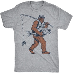Men’s Bigfoot Fishing Tee for Sasquatch Fans with Witty Style | Funny T Shirts, Graphic Apparel for Men, Cool Fishing Short Sleeve, Soft Cotton Blend, Novelty Tees for Guys