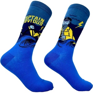 Men’s Captain Obvious Socks Funny Boat Fishing Sailor Novelty Joke Footwear | Funny Graphic Socks, Graphic Sock, Cool Sarcastic Sock, Stretchy and Soft, Novelty Socks