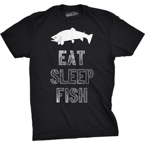 Mens Eat Sleep Fish Funny Sarcastic Novelty Fishing T Shirt | Funny T Shirts, Graphic Apparel for Men, Cool Fishing Short Sleeve, Vintage, Soft Cotton Blend, Novelty Tees for Guys(Black)