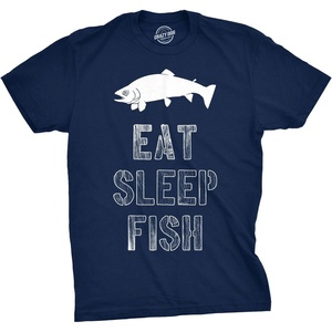 Mens Eat Sleep Fish Funny Sarcastic Novelty Fishing T Shirt | Funny T Shirts, Graphic Apparel for Men, Cool Fishing Short Sleeve, Vintage, Soft Cotton Blend, Novelty Tees for Guys(Navy)