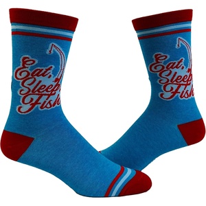 Men’s Eat Sleep Fish Socks Funny Fishing Lover Father’s Day Footwear | Funny Graphic Socks, Dad Joke Sock, Cool Fishing Sock, Stretchy and Soft, Novelty Socks