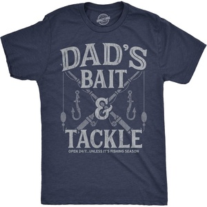 Mens Funny T Shirts Dads Bait and Tackle Sarcastic Fathers Day Graphic Novelty Fishing Tee for Men(Heather Navy – Dads Bait)