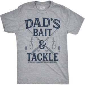Mens Funny T Shirts Dads Bait and Tackle Sarcastic Fathers Day Graphic Novelty Fishing Tee for Men(Light Heather Grey – Dads Bait)