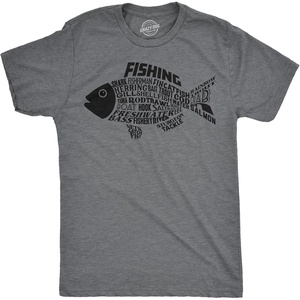 Mens Funny T Shirts Fish Made of Text Fishing Tee for Men | Funny T Shirts, Graphic Apparel for Men, Cool Fishing Short Sleeve, Soft Cotton Blend, Novelty Tees for Guys
