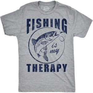 Mens Funny T Shirts Fishing is My Therapy Fish Tee for Men | Funny T Shirts, Graphic Apparel for Men, Cool Fishing Short Sleeve, Sarcastic, Soft Cotton Blend, Novelty Tees for Guys