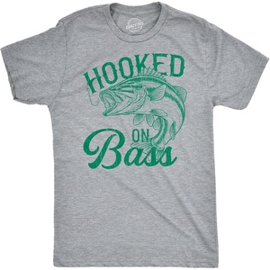 Mens Funny T Shirts Hooked On Bass Sarcastic Fishing Lovers Tee for Men | Funny T Shirts, Graphic Apparel for Men, Cool Fishing Short Sleeve, Soft Cotton Blend, Novelty Tees for Guys