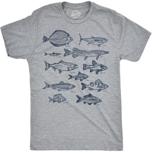 Mens Funny T Shirts Vintage Fish with Names Sarcastic Fishing Graphic Novelty Tee for Men