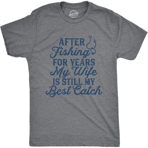 Mens My Wife is Still My Best Catch T Shirt Funny Fishing Tee | Funny T Shirts, Graphic Apparel for Men, Cool Fishing Short Sleeve, Sarcastic, Soft Cotton Blend, Novelty Tees for Guys(Dark Heather Grey – Catch)