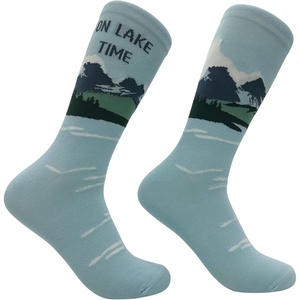 Men’s On Lake Time Socks Funny Sarcastic Vacation Graphic Footwear for Men | Mens On Lake Time Socks, Funny Lake Life Vacation Crew Socks, Funny Graphic Socks, Graphic Sock, Cool Summer Sock, Stretchy