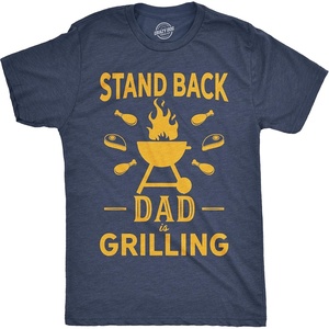 Mens Reel Cool Grandpa T Shirt Funny Fathers Day Fishing Gift | Funny T Shirts, Dad Joke Apparel for Men, Cool Fishing Short Sleeve, Grandpa, Soft Cotton Blend, Novelty Tees for Guys(Heather Navy – Dad Grilling)