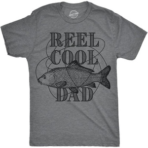 Mens Reel Cool Grandpa T Shirt Funny Fathers Day Fishing Gift | Funny T Shirts, Dad Joke Apparel for Men, Cool Fishing Short Sleeve, Grandpa, Soft Cotton Blend, Novelty Tees for Guys(Dark Heather Grey – Reel Cool Dad)