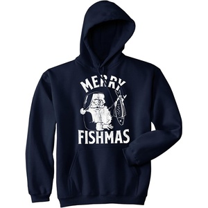 Merry Fishmas Unisex Hoodie Funny Christmas Fishing Hooded Sweatshirt | Funny Sweater, Christmas Hoodie, Cool Fishing Pullover, Sarcastic, Warm and Soft, Novelty Sweatshirt