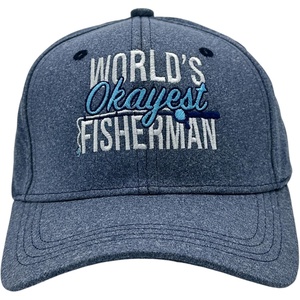 Worlds Okayest Fisherman Hat Funny Sarcastic Fishing Novelty Cap | Funny Hats, Graphic , Cool Fishing, Sarcastic, Novelty Caps for Men(Blue – Worlds Okayest Fisherman)