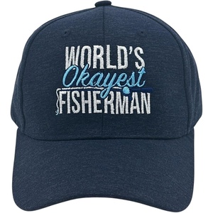 Worlds Okayest Fisherman Hat Funny Sarcastic Fishing Novelty Cap | Funny Hats, Graphic , Cool Fishing, Sarcastic, Novelty Caps for Men(Navy – Worlds Okayest Fisherman)